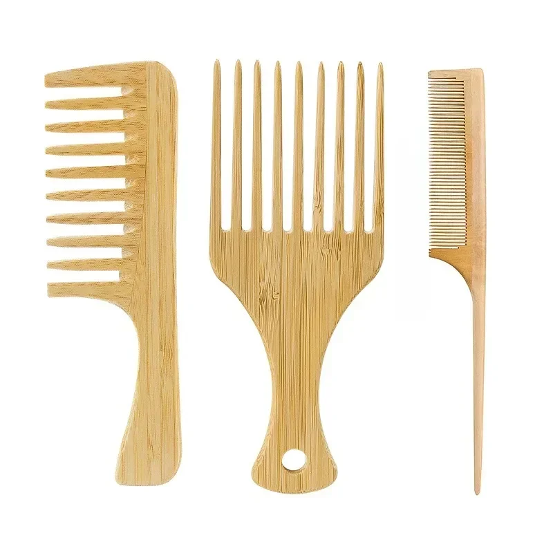 Bamboo Hair Brush - 1 قطعة مشط الشعر الخشبي الخيزران