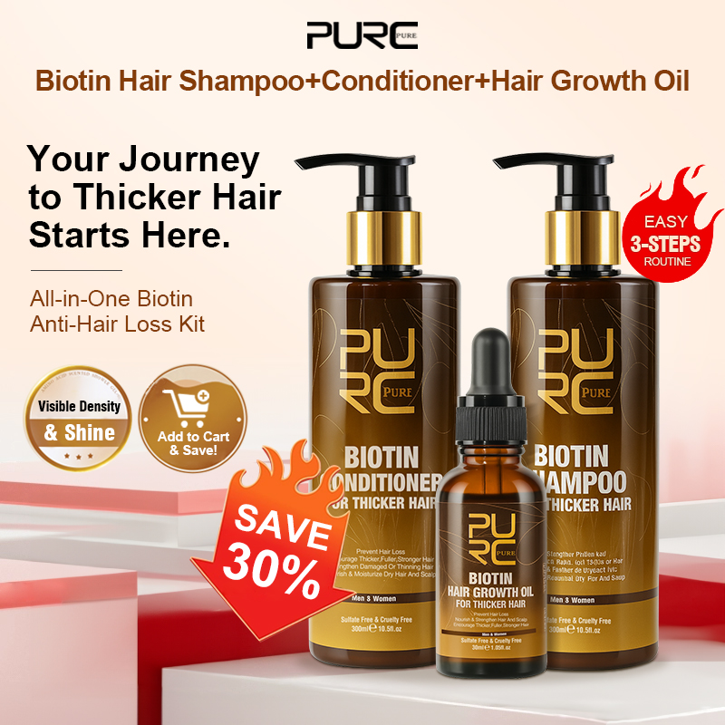 Keratin Treatment Set - PURC البيوتين زيت نمو الشعر شامبو